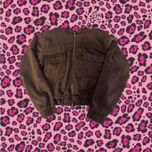 brown zip up